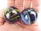 2 Boulders 35mm MICHELANGELO Marbles glass Clear Cobalt Blue Swirl